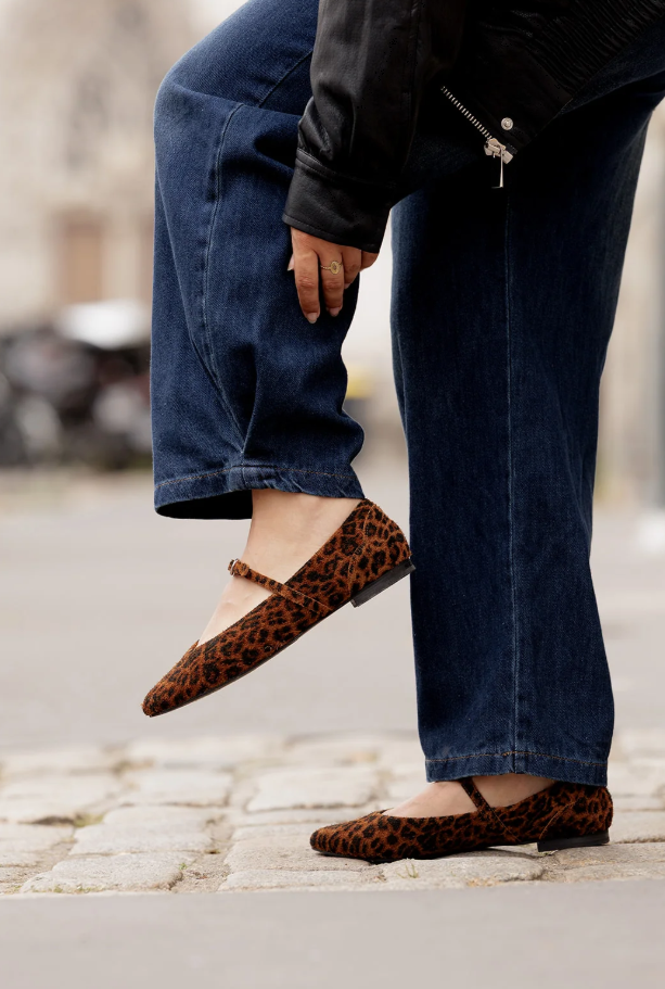 BALLERINE EMILIE KARSTON LEOPARD MOCASSI CHAUSSEUR