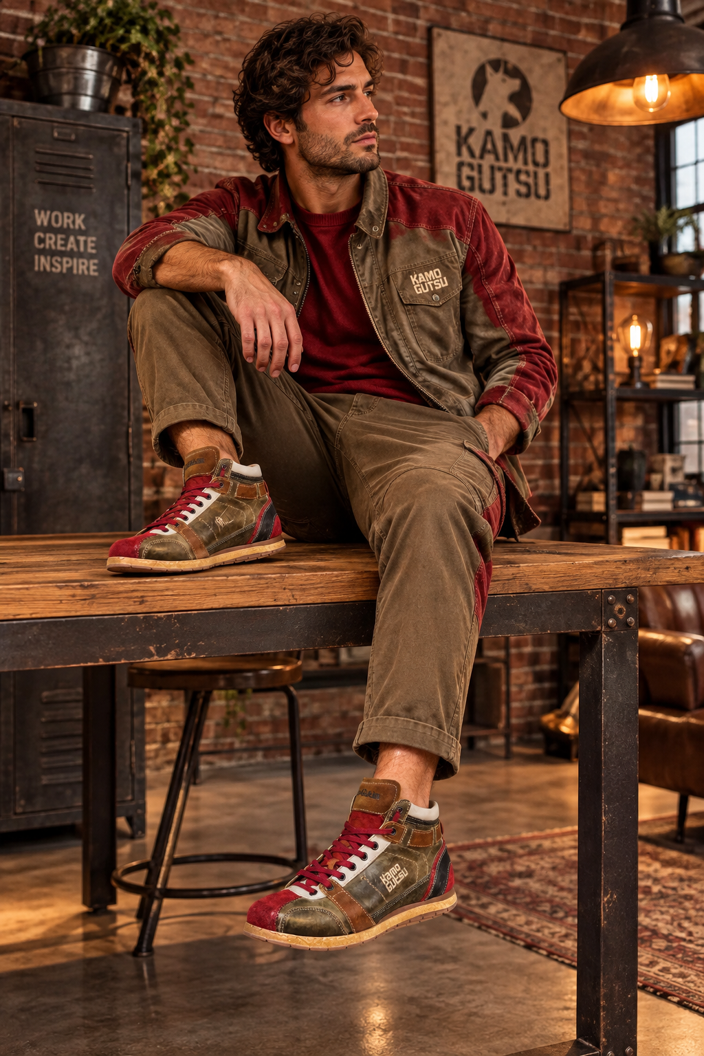 basket-kamo-gutsu-tifo-112-kaki-rouge-a-mocassi-les-sables-d-olonne-karston-niort-en-situation
