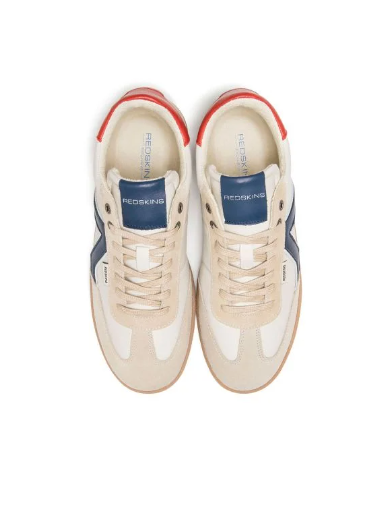 basket-redskins-eldorado-blanc-marine-rouge-mocassi-chausseur vue du dessus