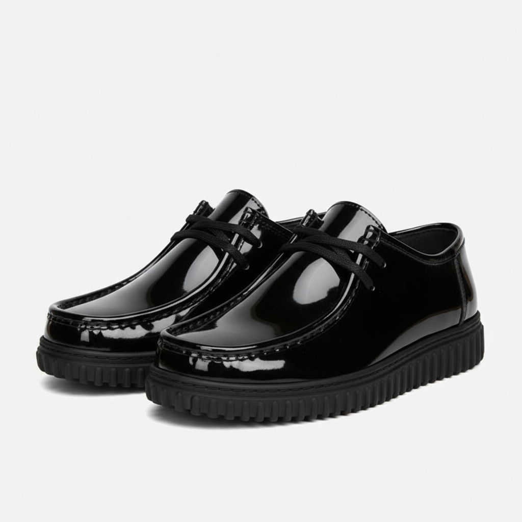 K-Mary Epais verni noir Mocassi Chausseur